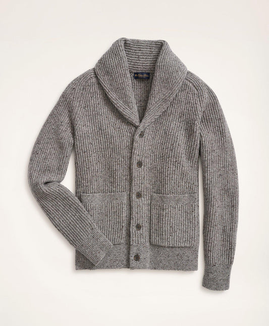 Big & Tall Wool Shawl Collar Donegal Cardigan